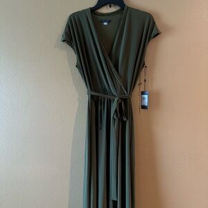 Tommy Hilfiger Green Wrap Midi Dress